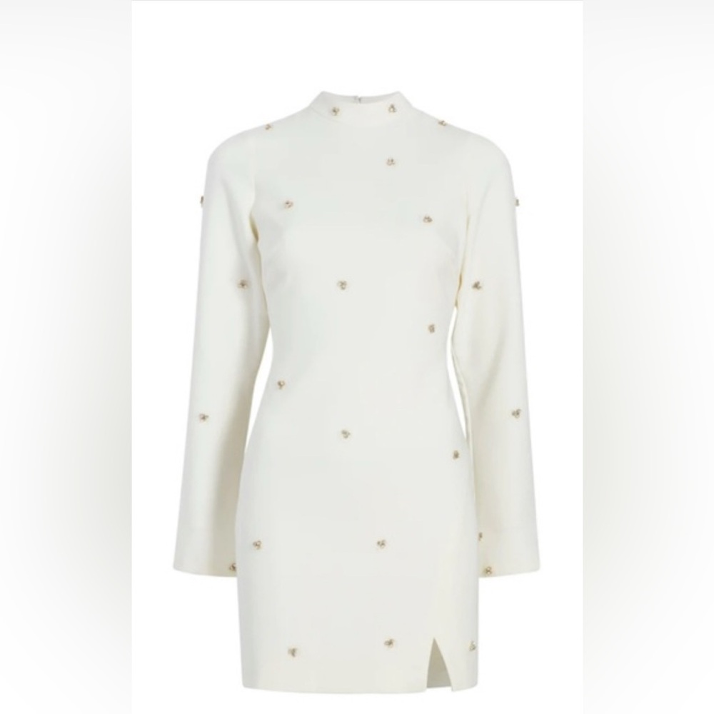 Likely White Long Sleeve Dress with Gold Details